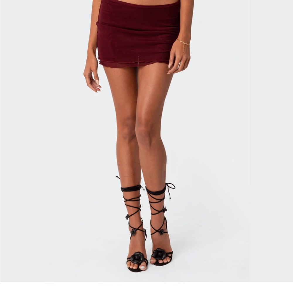 Edikted Deep Red Mini Skirt